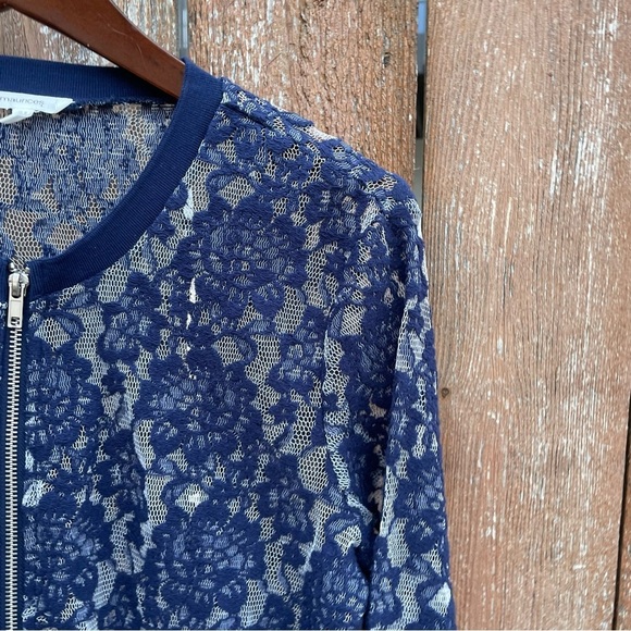 MAURICES Women’s Lacy Blue Full Zip See Through Jacket Size Small - Picture 6 of 12